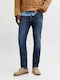 Men's Jeans Pants Elastic with Regular Fit Dark Blue Denim