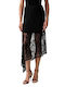 Hohe Taille Midi Damenrock Schwarz