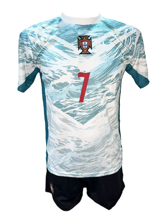 Kids Football Kit Portugal National Team Ronaldo Veraman White Black 300626-16