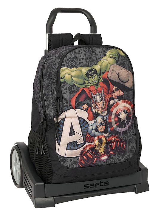 Safta Avengers Vendetta School Bag Trolley for Elementary with Water Bottle Holder 22.5 Litres 32 x 16 x 44 cm