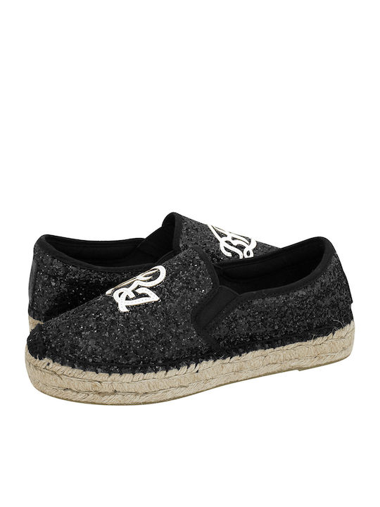Stoff Damen Espadrilles in Schwarz Farbe