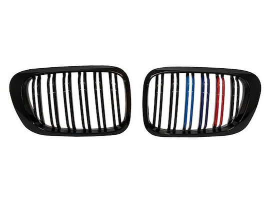 Сърца на Маса Bmw 3 E46 99-03 Coupe Cabrio M4 Look Двойна Решетка Tri-color Черно Гланцово 2 Броя