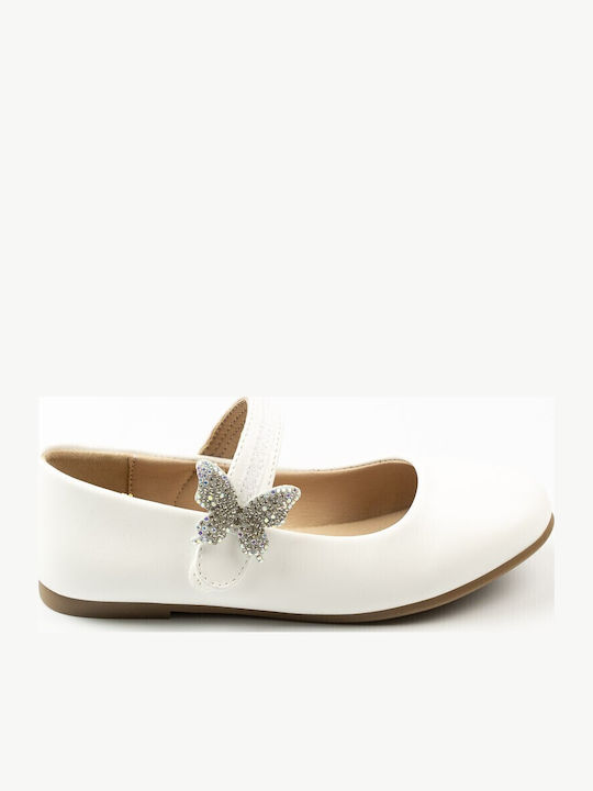 Kids Pumps & Ballerinas with Hook & Loop Closure White
