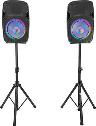 BoomToneDj Set cu Boxe PA Autoîntărite 500W cu Woofer 12"