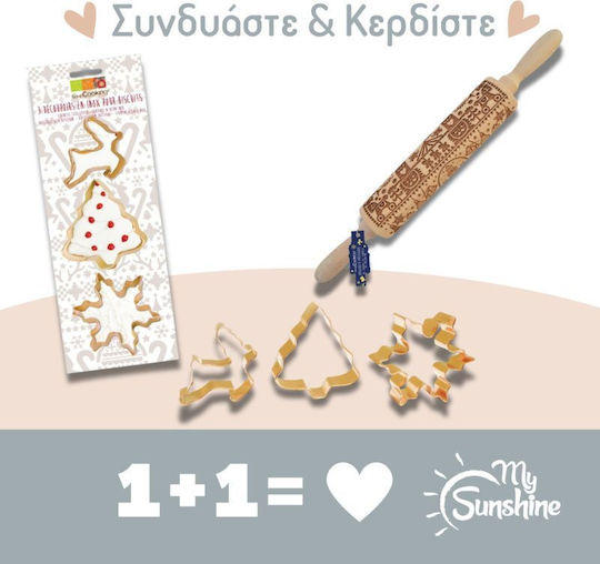 Scrap Cooking Christmas Wooden Rolling Pin Stars