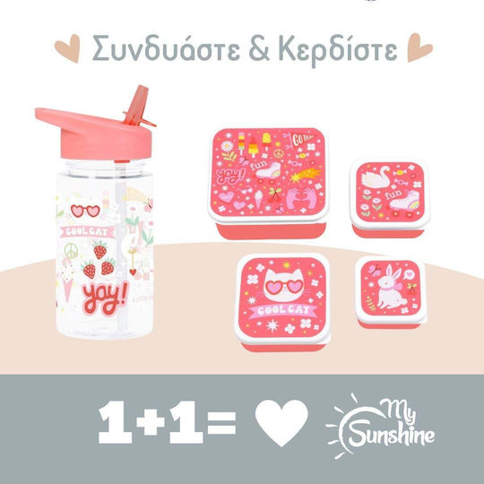 A Little Lovely Company Fun Kids Plastic Pink Water Bottle
