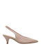 Leather Heels with Medium Heel Beige