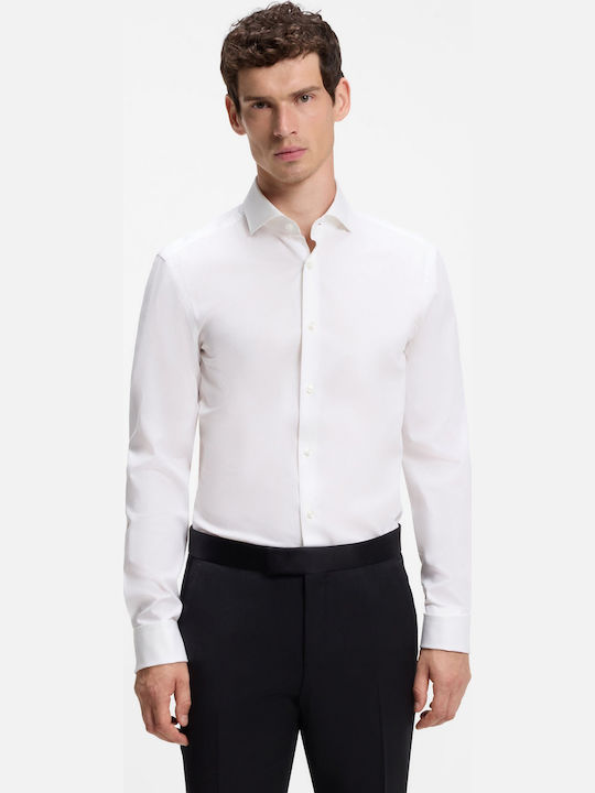 Long Sleeve Shirt in Narrow Fit Striped White