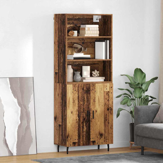 Bookcases Highboard Old Wood (2 Pieces) 69.5x32.5x180 cm