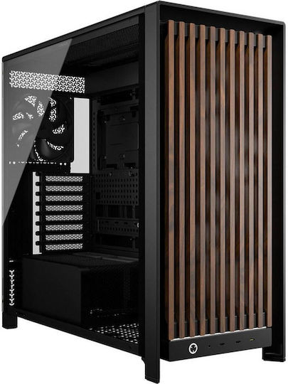 Corsair Frame 5000D WOOD RS Геймърски Midi Tower Компютърна кутия със Страничен прозорец Черен