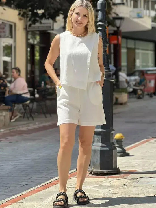 Moutaki Γυναικείο Σορτς Λευκό