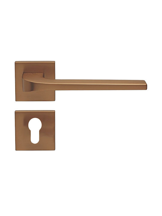 Ilavio Middle Door Lever Rosette 2486 Pair Copper Aged