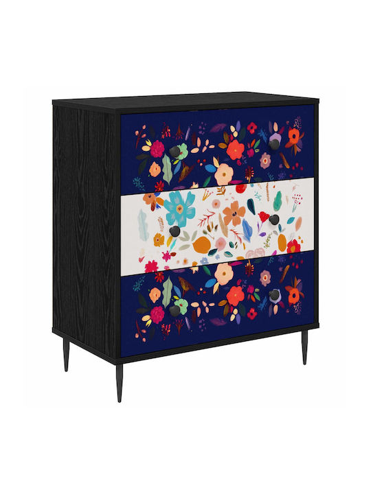 Kommode Schlafzimmer Holz Mainz Blumenmuster 66x36.5x76cm