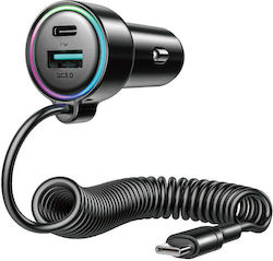 Joyroom JR-CL07 Încărcător Auto cu Porturi 1xUSB-A 1xType-C și Cablu Type-C