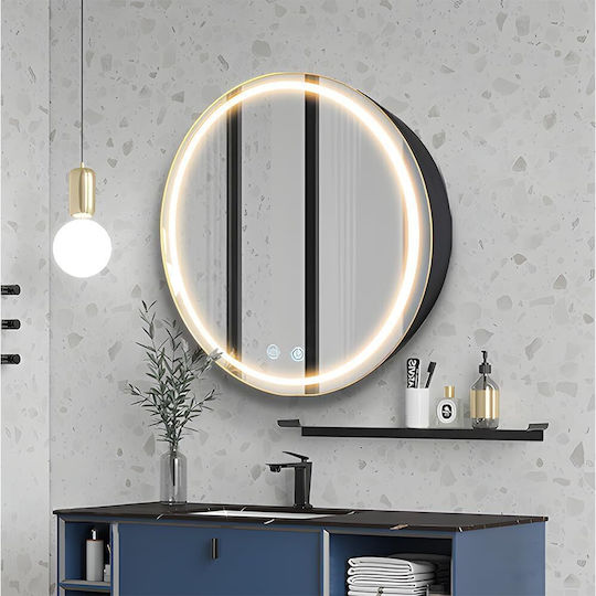 Rotund Led cu Atingere din Oțel Inoxidabil cu Raft și Dulap 50.8x50.8cm Alb Rotund Led cu Atingere din Oțel Inoxidabil cu Raft și Dulap 50.8x50.8cm Alb