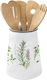 Easylife Bamboo Cooking Utensil Set With Stand 6 Pieces Herbarium