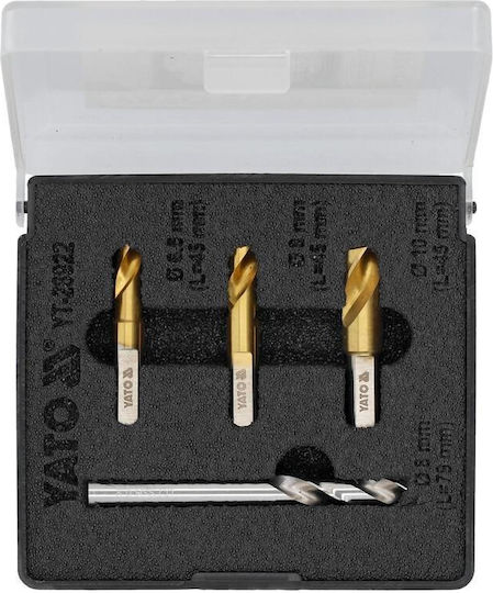 Yato Drill Bit Σετ 4 Τρυπάνια HSS Τιτανίου για Μέταλλο
