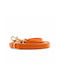 William Walker Adjustable Leather Dog Leash Amber Orange Plain Collection Xxs-xs 1.5cm