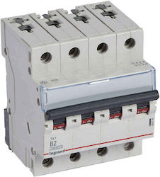 Tx44p Series Miniature Circuit Breaker 4-Position 2A Curve B 6kA IEC 60898-1 6kA IEC 60947-2
