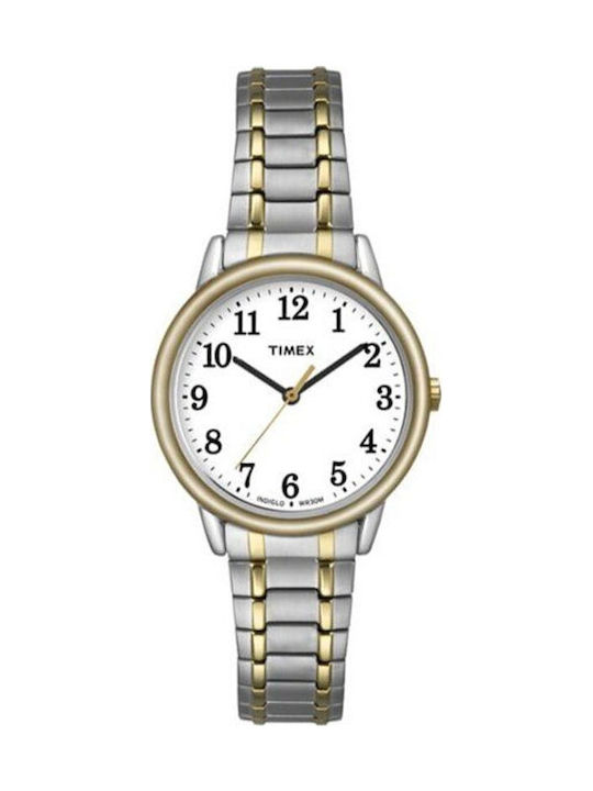 Timex Γυναικείο Ρολόι 30mm Μπαταρίας με Ασημί Μεταλλικό Μπρασελέ