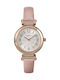 Timex Γυναικείο Ρολόι 31mm Μπαταρίας με Ροζ Δερμάτινο Λουράκι
