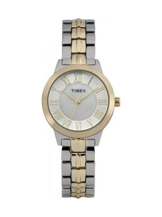 Timex Γυναικείο Ρολόι 30mm Μπαταρίας με Ασημί Μεταλλικό Μπρασελέ
