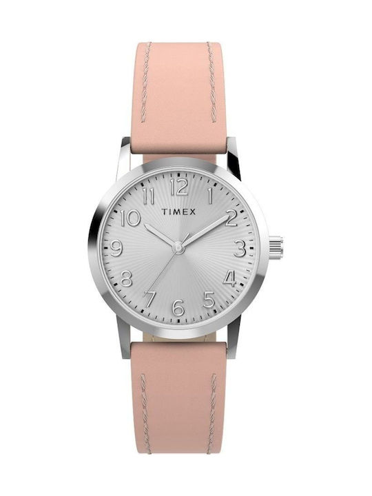 Timex Women's Watch 21mm Battery with Pink Leather Strap