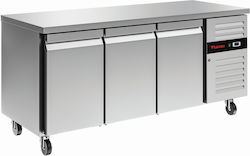 Karamco Kühlschrank- und Gefriertruhen-Theken aus Edelstahl mit 3 Türen und Kühlgerät P179.5x12.8Tiefe x Höhe 85cm