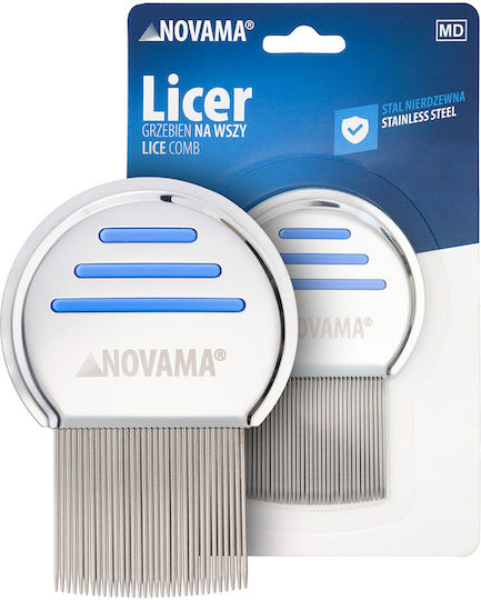 Novama Licer Pieptene pentru îndepărtarea păduchilor și lindinilor Oțel inoxidabil Dinți lungi 50 X 50 Mm