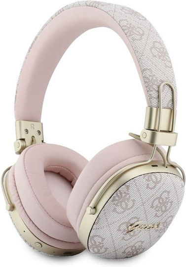 Guess 4G Metal Script Logo Wireless Bluetooth Over Ear Headphones with 26 Hours Playing Time Pink