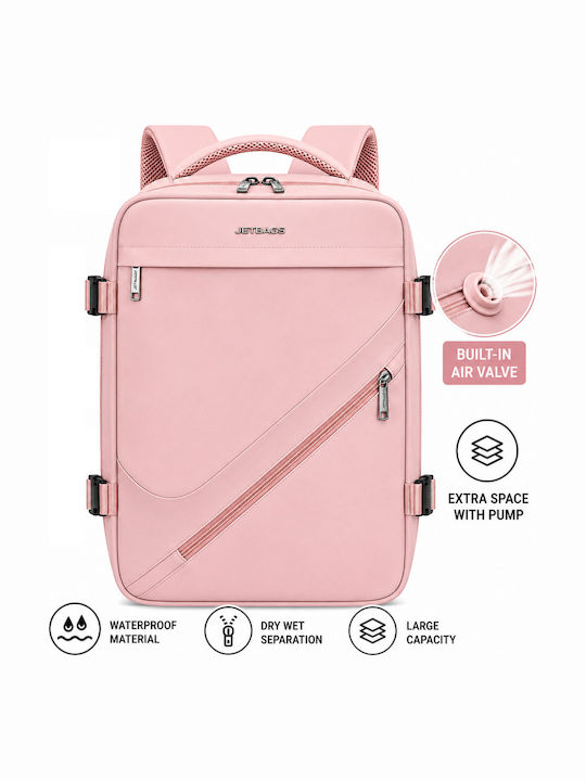 Jetbags Rz29051 Travel Backpack Cabin Size 40x20x30cm Waterproof Laptop Compartment & Compression Valve Pink