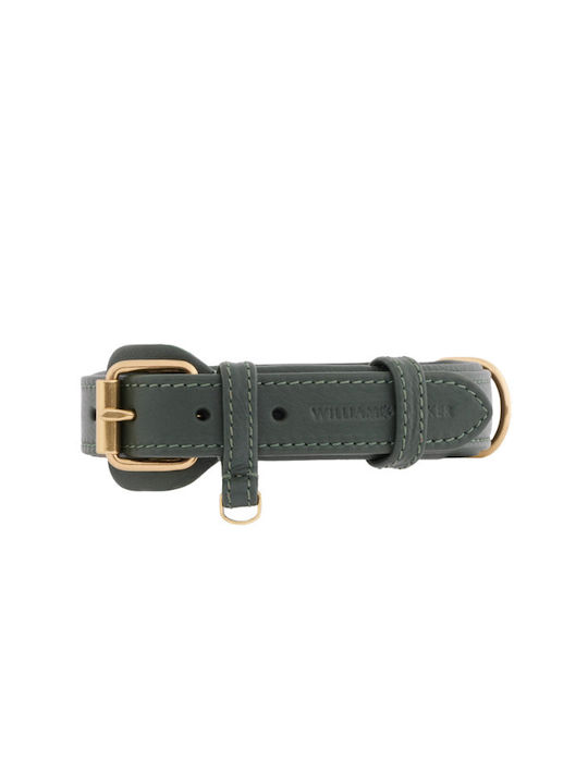 William Walker Leather Dog Collar Green Plain Collection Size Small 31cm