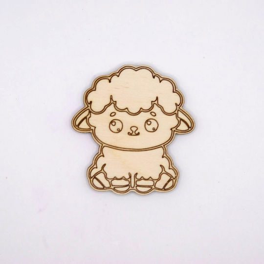 Wooden Lamb Outline Cut Engraving Keychain
