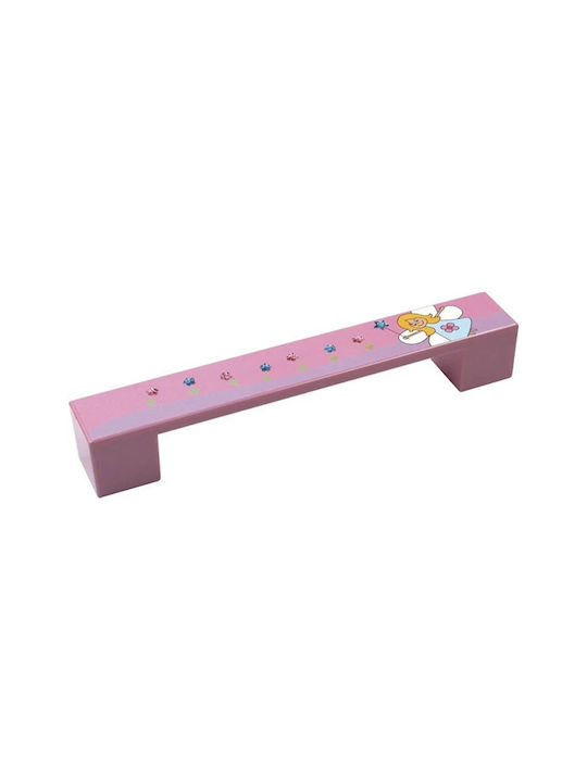 Finetto Kinder Möbelgriff aus Metallisch Rosa mit Lochabstände 128mm 141-8004#128##