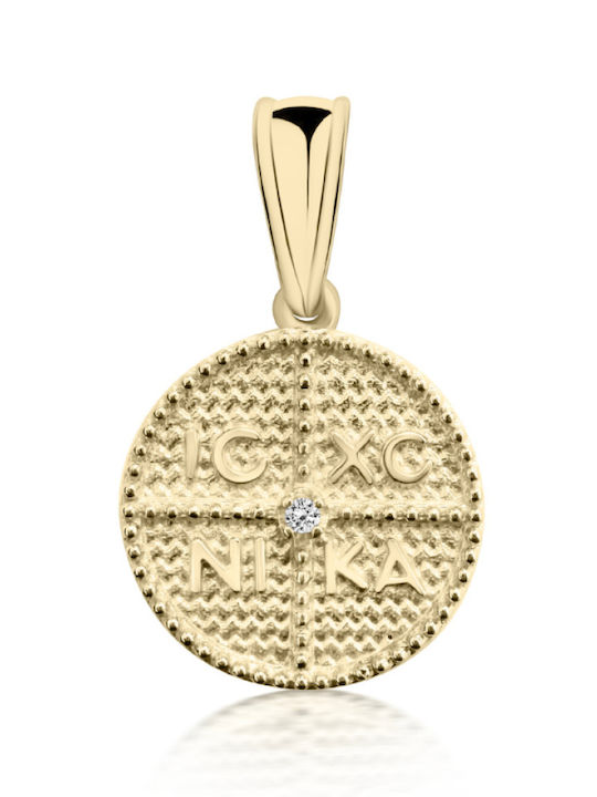 Chrilia Pendant Kids Charm Double Sided Constantine Coin Gold 9K me2352