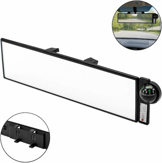 Car Interior Mirror Thermometer Compass 32.5x7.6cm Oem