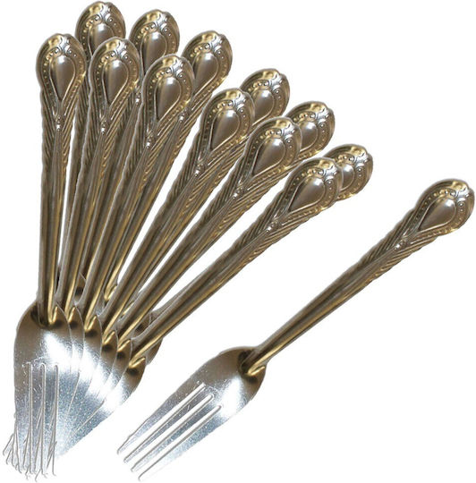 HOMie Set of Metallic Silver Table Forks 20cm 12 Pieces