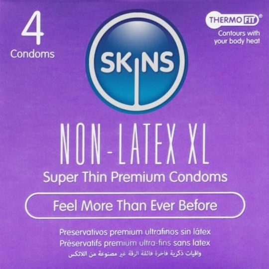 Skins Condoms 4pcs 57mm for Large Sizes Thin for Natural Feeling Natural