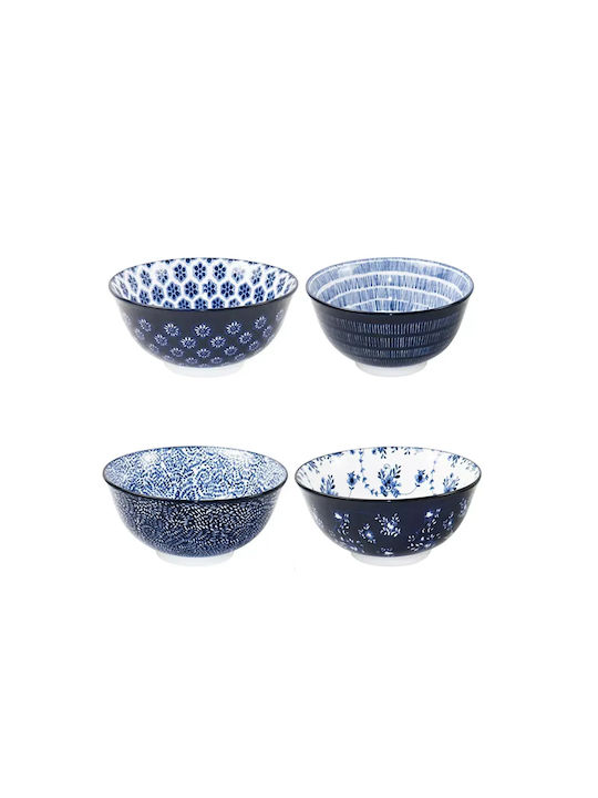Ibili Amonia Serving Bowl Round Porcelain Blue with Diameter 15cm 4 Pieces
