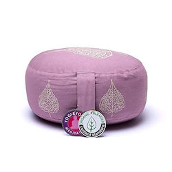Meditation Cushion Lilac Bodhi Leaf Organic Cotton 33x17cm