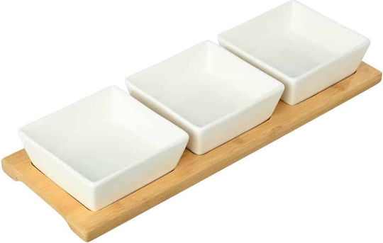 Estia Bamboo Essentials Glass Dessert Tower Stand with Base White 4 Pieces