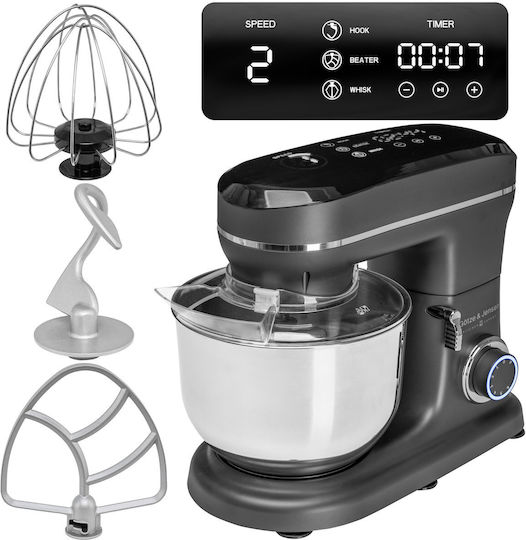 Götze&Jensen Küchenmaschine 1500W mit Rostfreiem Schüssel 6lt Graues