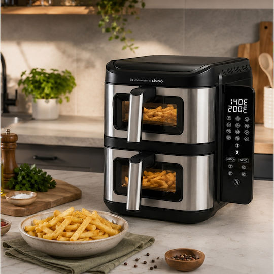 Livoo Marmiton Air Fryer με Διπλό Αποσπώμενο Κάδο 11lt Κόκκινο