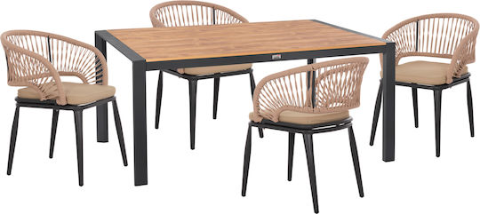 Garten- und Outdoor-Möbelsets Speisesaal Magnet 5 Stück Homemarkt mit Kissen