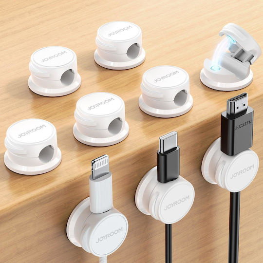 Joyroom Jr-zs468 Magnetic Cable Organization Clips Self-Adhesive Base 9 Pcs White