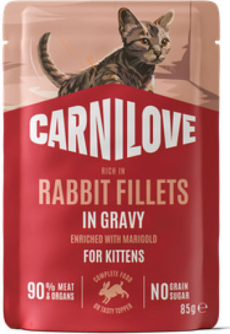 Carnilove Wet Cat Food for Junior Cats in Pouch with Rabbit, Meat and Potatoes Grain Free 85gr