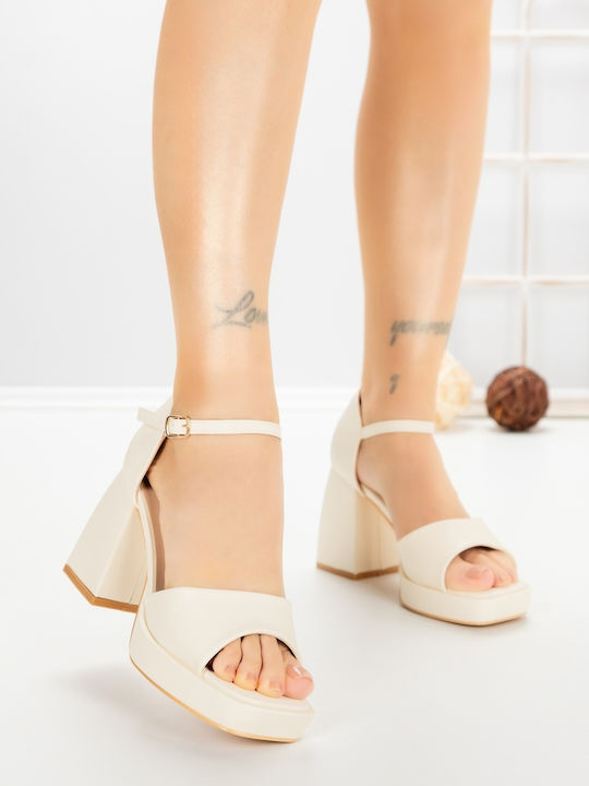 Kalapod Sandale Elegante Damă Din Piele Bej