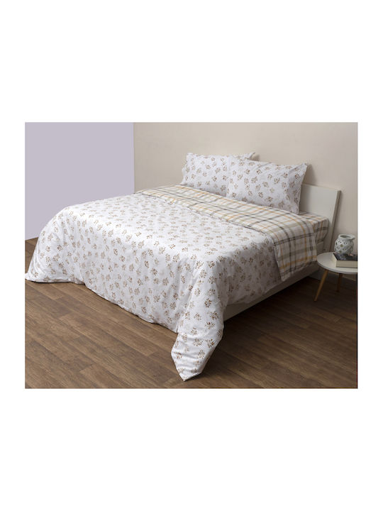 Viopros Set Quilt Semi Double 180x240cm Anthi White 2pcs