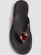 Leather Women's Flat Sandals Brown