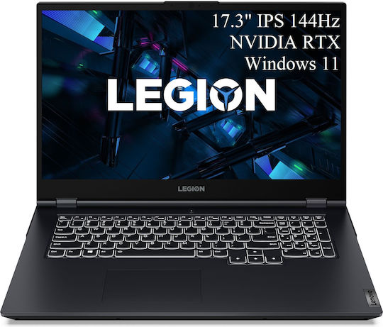 Lenovo Lenovo Legion 5 17ACH6H 17.3" IPS FHD 144Hz (Ryzen 7-5800H/16GB/256GB SSD + 512GB SSD/GeForce RTX 3060/Windows 11 Home) Фантомно синьо/сянка черно (US клавиатура)